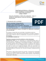 Guía de Actividades y Rúbrica de Evaluación - Unidad 1 – Paso 2 – Análisis de Alternativas y Toma de Decisiones de Financiación