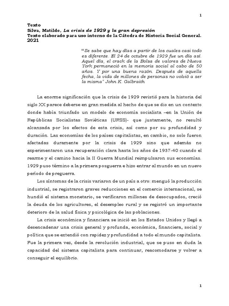 Crisis de 1929: Impacto Global y Orígenes | PDF | Gran depresion ...