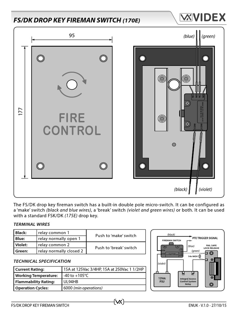 Drop Key Fireman Switch Instructions PDF Switch Relay