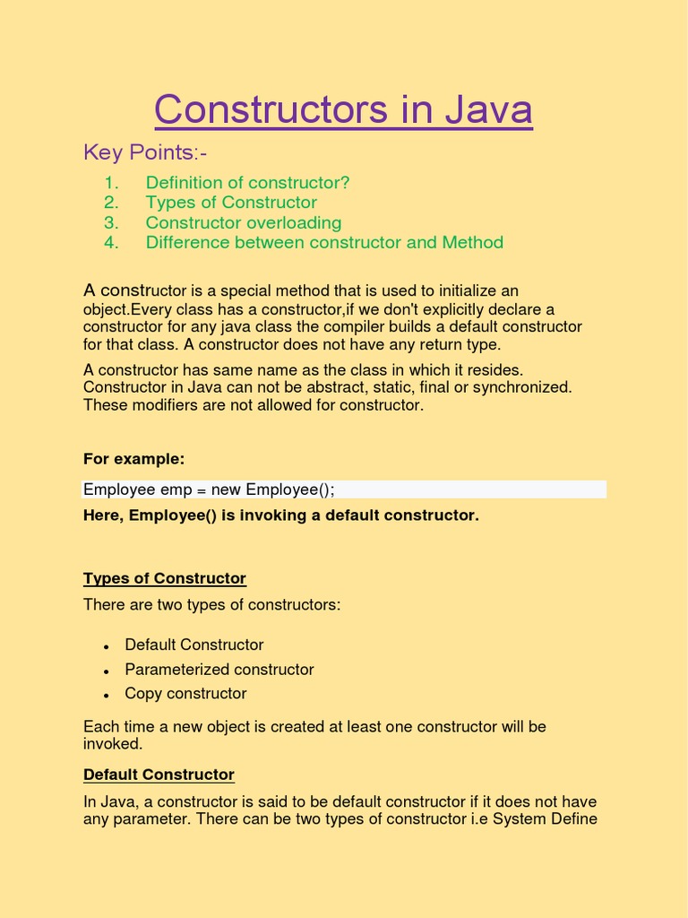 Class7 (Constructor in Java) | PDF | Constructor (Object Oriented ...