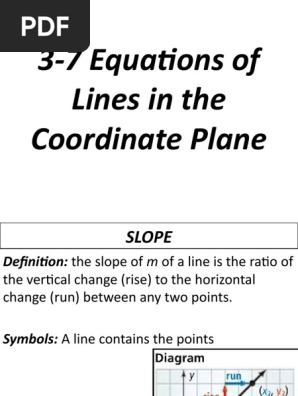3-7 Equations of Lines in the Coordinate Plane