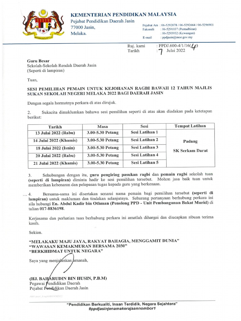 Pemilihan Ragbi BWH 12THN | PDF