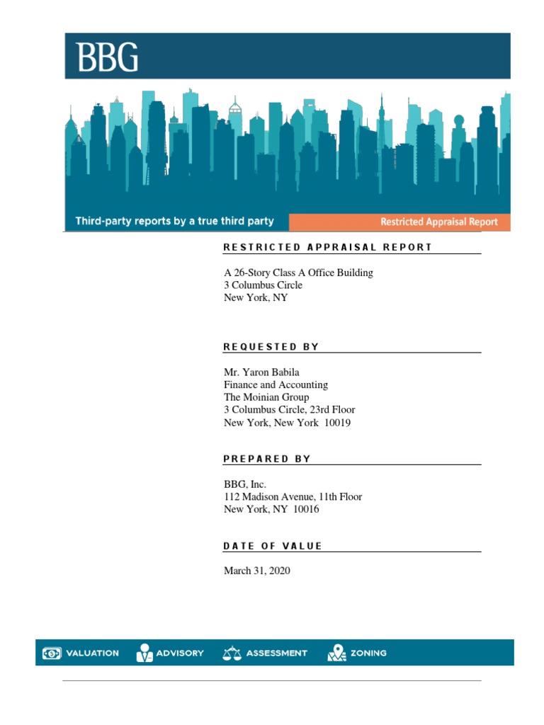 Restricted Appraisal Report for 3 Columbus Circle | PDF | Valuation ...