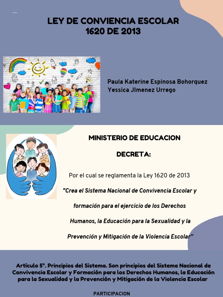Ley 1620 de 2013: Convivencia Escolar | PDF | Acoso cibernético | Abuso ...