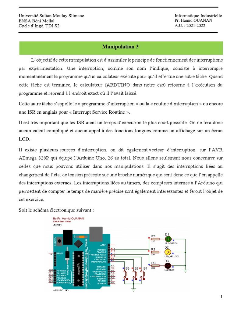 Manipulation des Interruptions sur Arduino | PDF | Programme ...