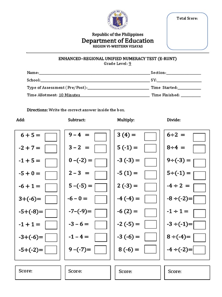 Grade 9 Enhanced Numeracy Test | PDF | Teaching Methods & Materials
