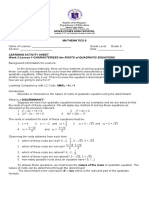 Week 2 Math 9 2 Lessons On Roots of Quadratic Equations