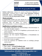 ANNONCE LE PAYS - Responsable D'usine