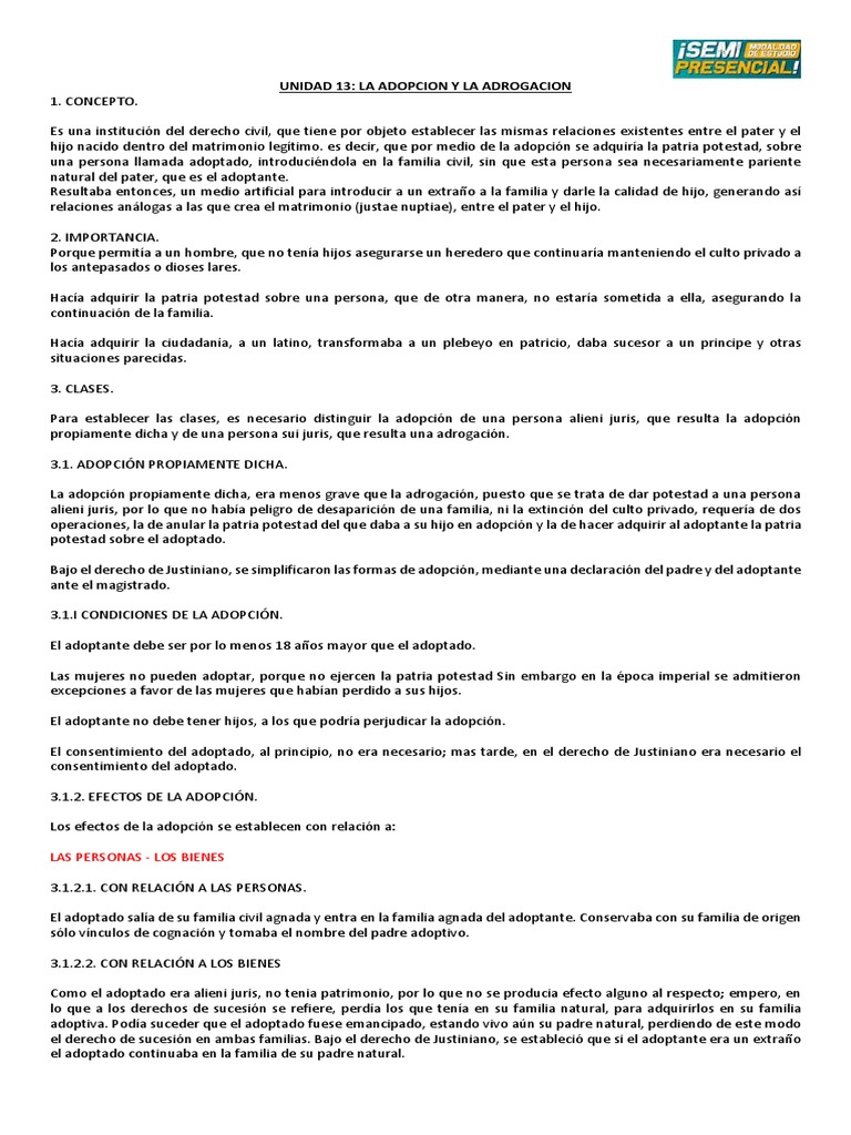 Adopción y Adrogación en Derecho Civil | PDF | Adopción | Familia