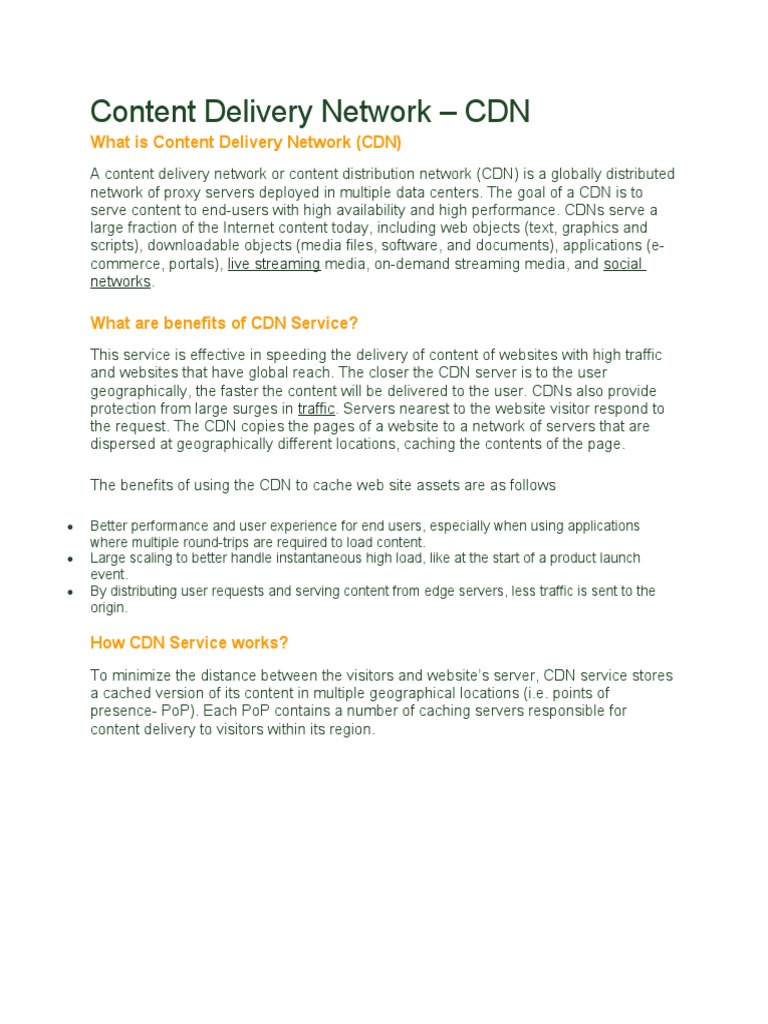 Content Delivery Network CDN PDF World Wide Web & Web