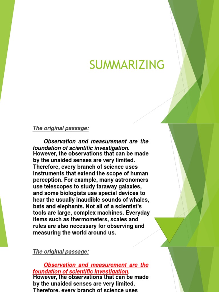 Summarizing pdf observation seed