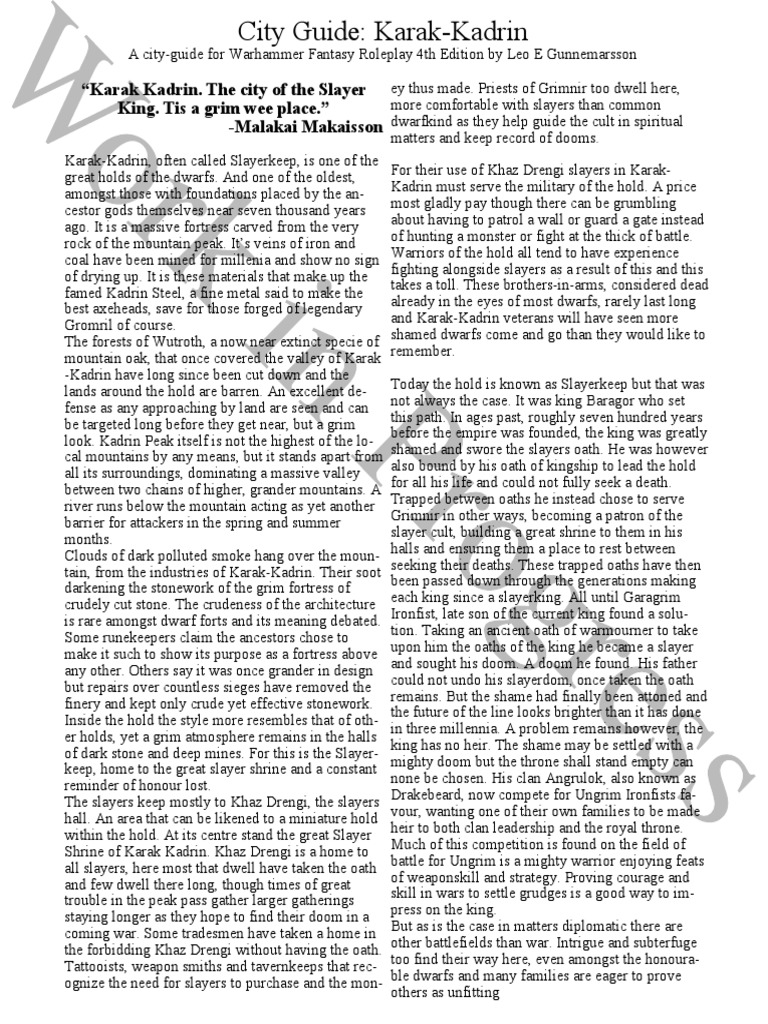 City Guide Karak Kadrin | PDF