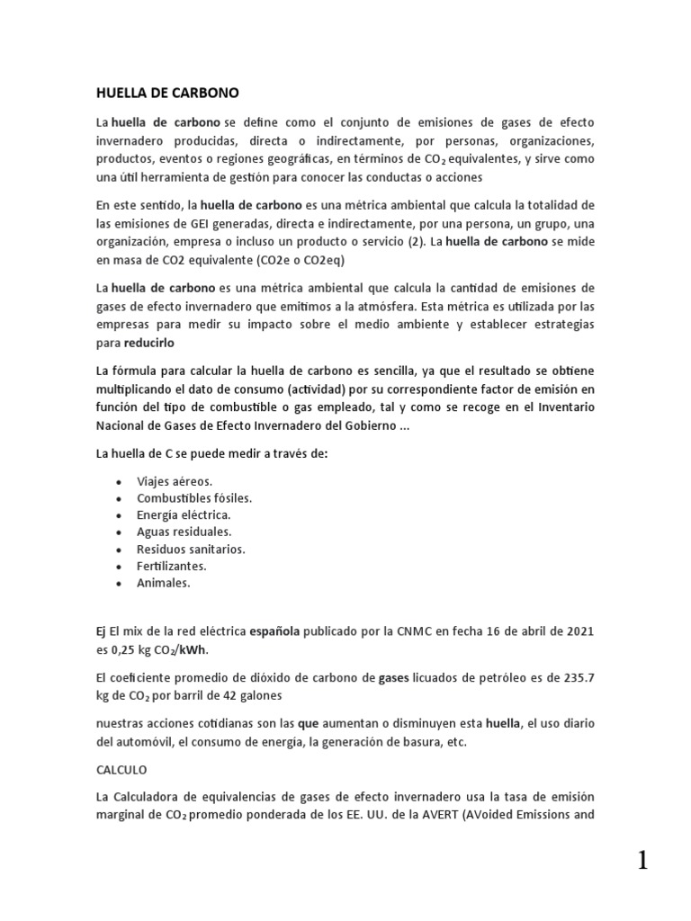 Huella de Carbono | PDF | Gases de efecto invernadero | Huella de carbono
