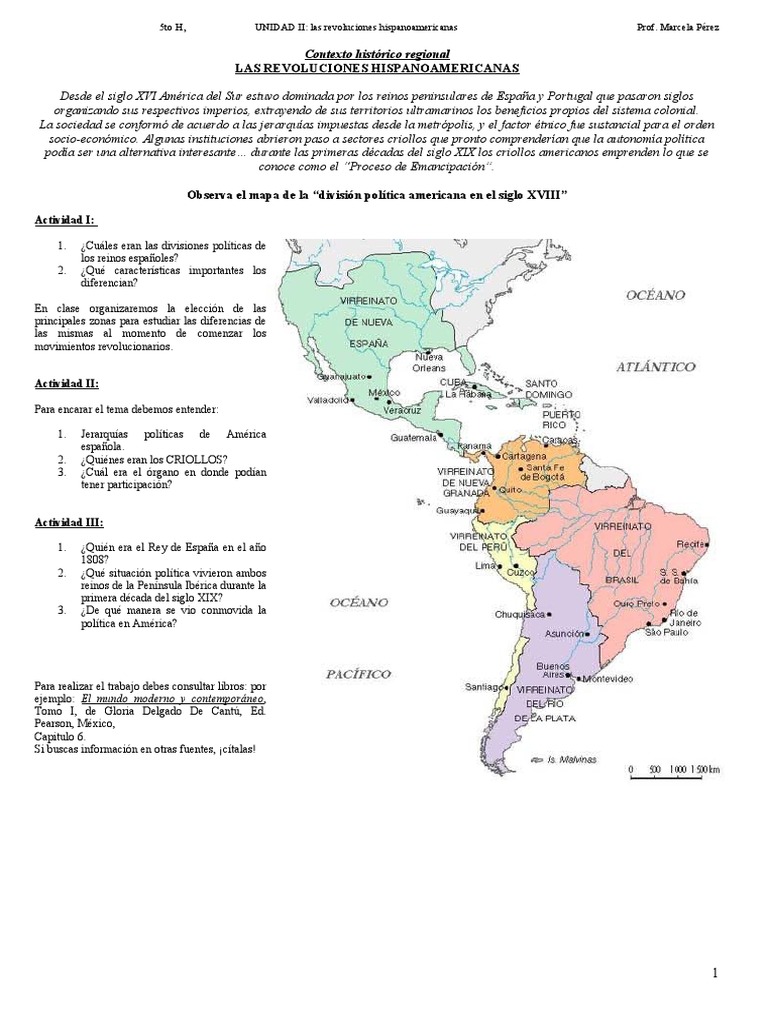 Ficha 5 Revoluciones de Independencia en Amrica Latina | PDF | España ...