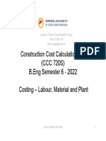 Labour, Material and Plant Cost Calculation