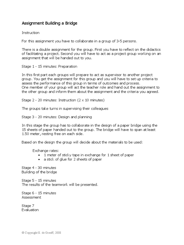 Assignment Building A Bridge PDF Cognition Learning