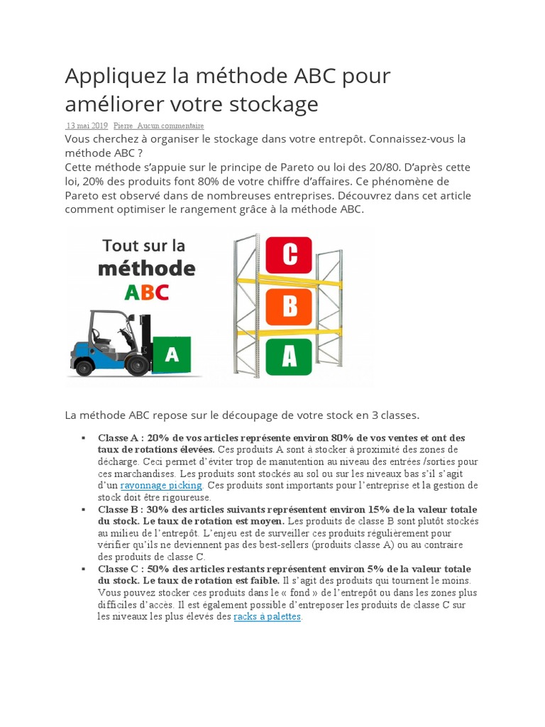 Optimisez votre stockage avec la méthode ABC | PDF | Inventaire