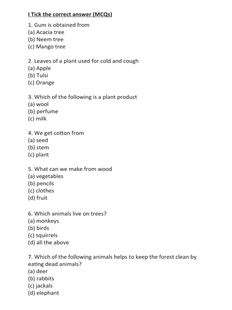 EVS Worksheet | PDF | Trees | Plants