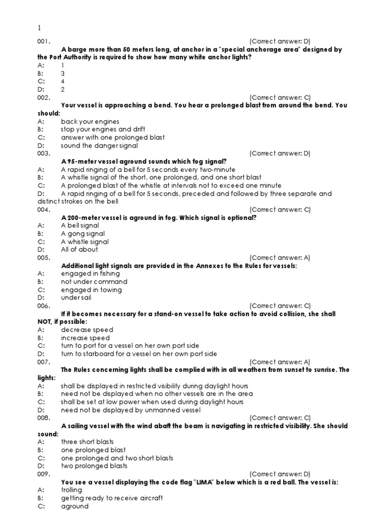 Colregs Sound Signals and Actions | PDF | Traffic | Rudder