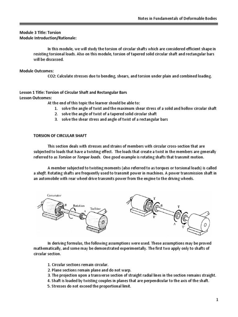 Module 3 Torsion | PDF | Stress (Mechanics) | Propeller