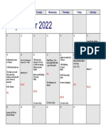 September 2022 Activities Calendar