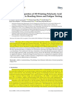 Mechanical Properties of 3d-Printing Polyactic Acid Parts Subjected To Bending Stress and Fatigue