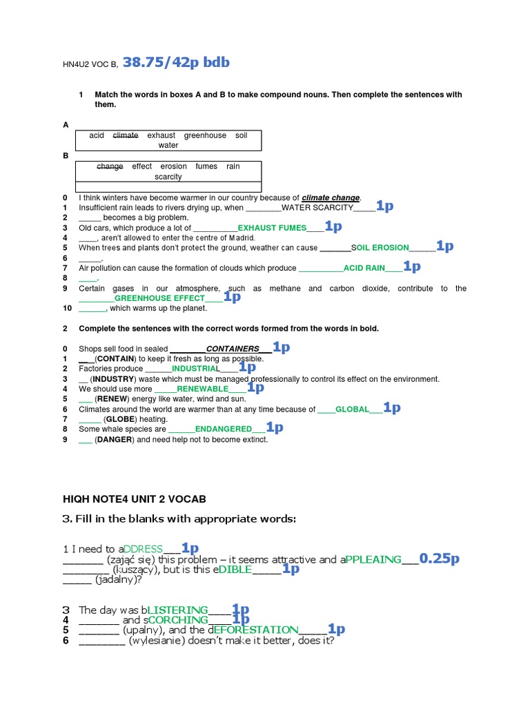 HN4Unit 2 Vocab A PDF Greenhouse Effect Global Environmental Issues