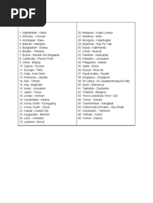 Printable List of Countries and Capitals by Continent
