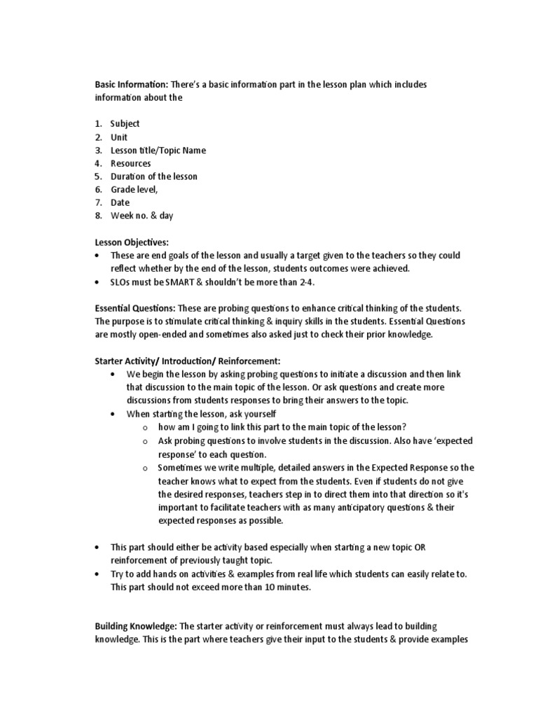 Explanation Of Lesson Plan Template Pdf Lesson Plan Teachers