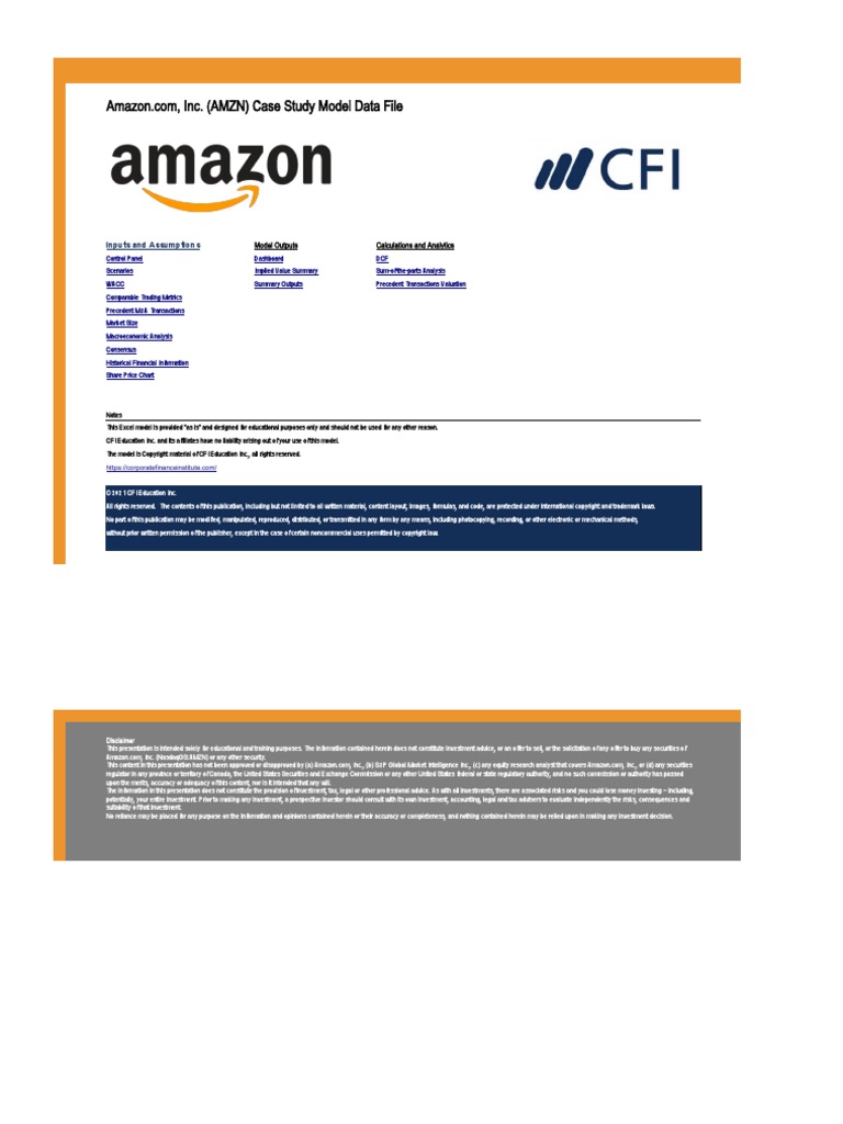 Amazon Case Study Model Data File Final PDF Discounted Cash Flow Equity (Finance)