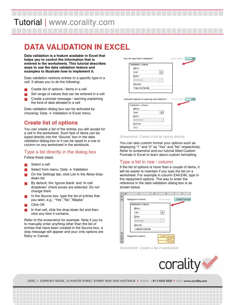 Data Validation | Microsoft Excel | Worksheet