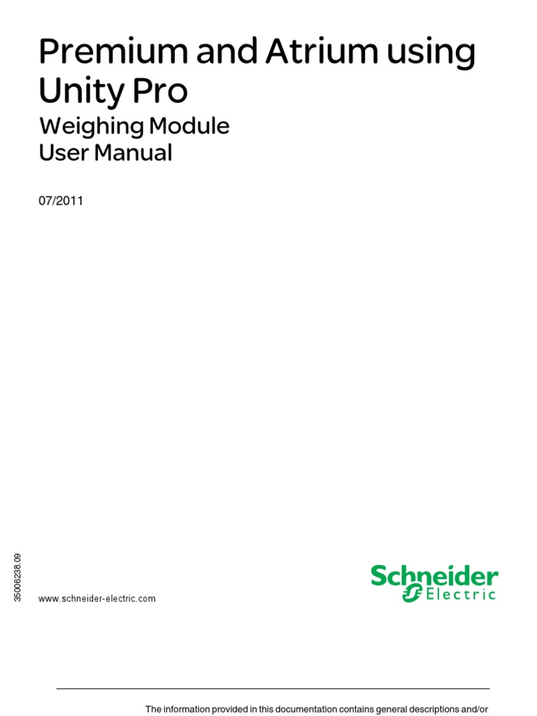 Premium and Atrium Using Unity Pro: Weighing Module User Manual | PDF ...