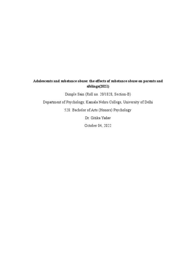 Impact of Adolescent Substance Abuse on Families | PDF | Adolescence ...