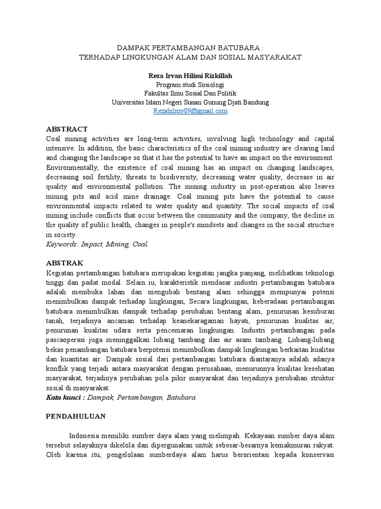 Dampak kontraksi sektor pertambangan batu bara pada industri terkait