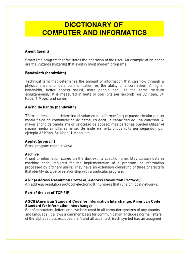 Dicctionary of Computer and Informatics | PDF