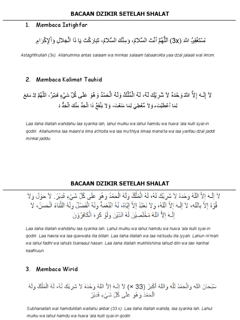 Doa Dan Bacaan Dzikir Shalat Pdf