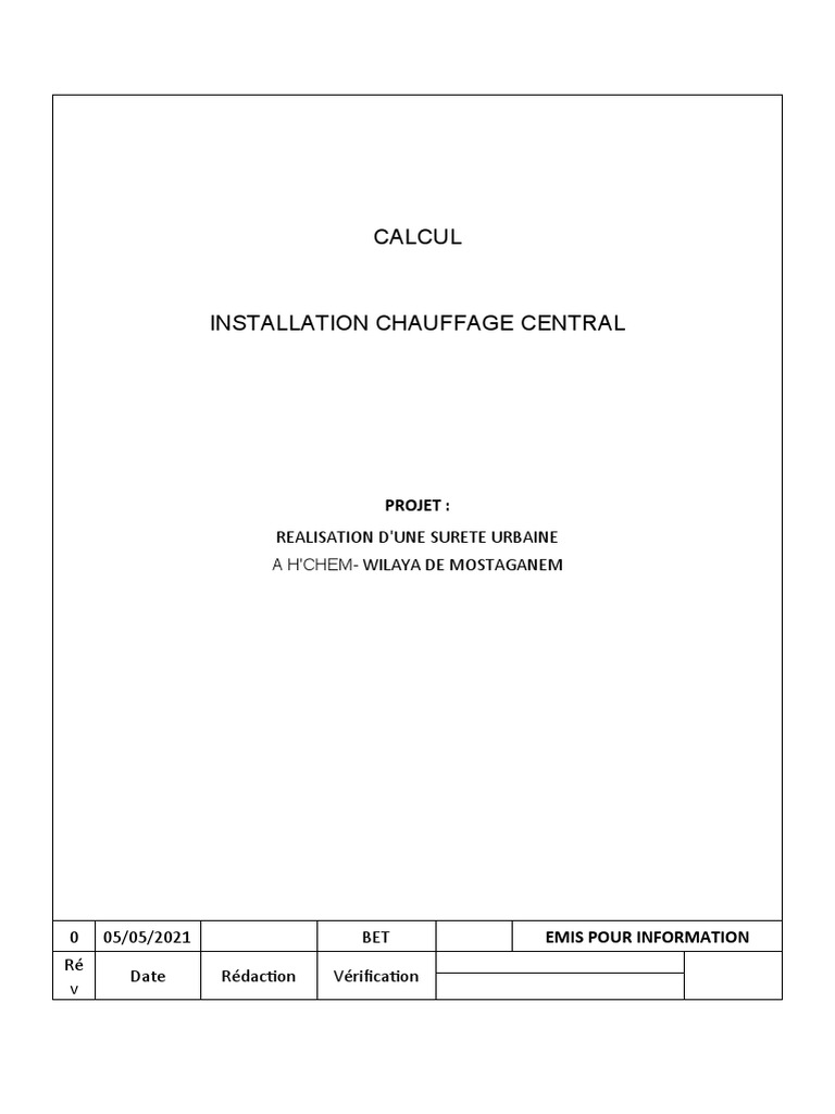 Calcul Bilan Thermique Chauffage Central PDF Température — free download