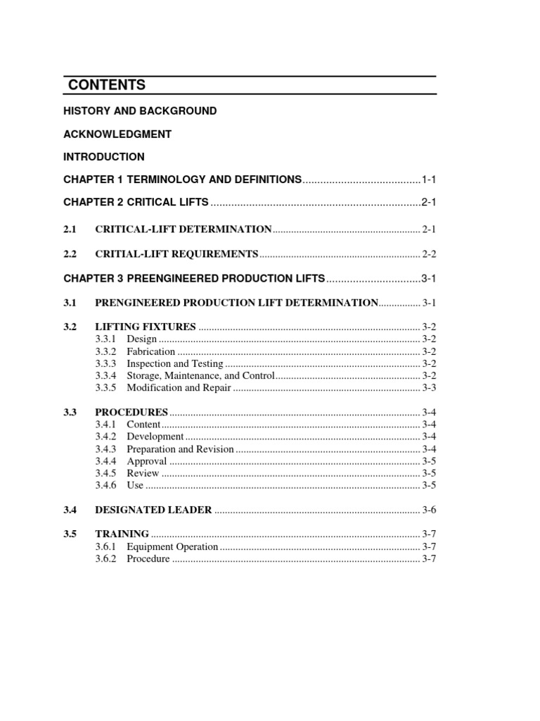 DOESTD10902007 Hoisting and Rigging Standard ToC PDF Crane