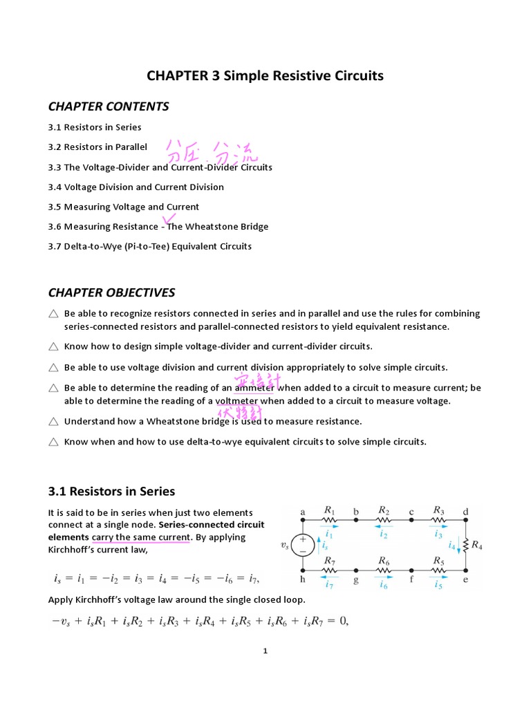 CHAPTER 3 Simple Resistive Circuits PDF Series And Parallel
