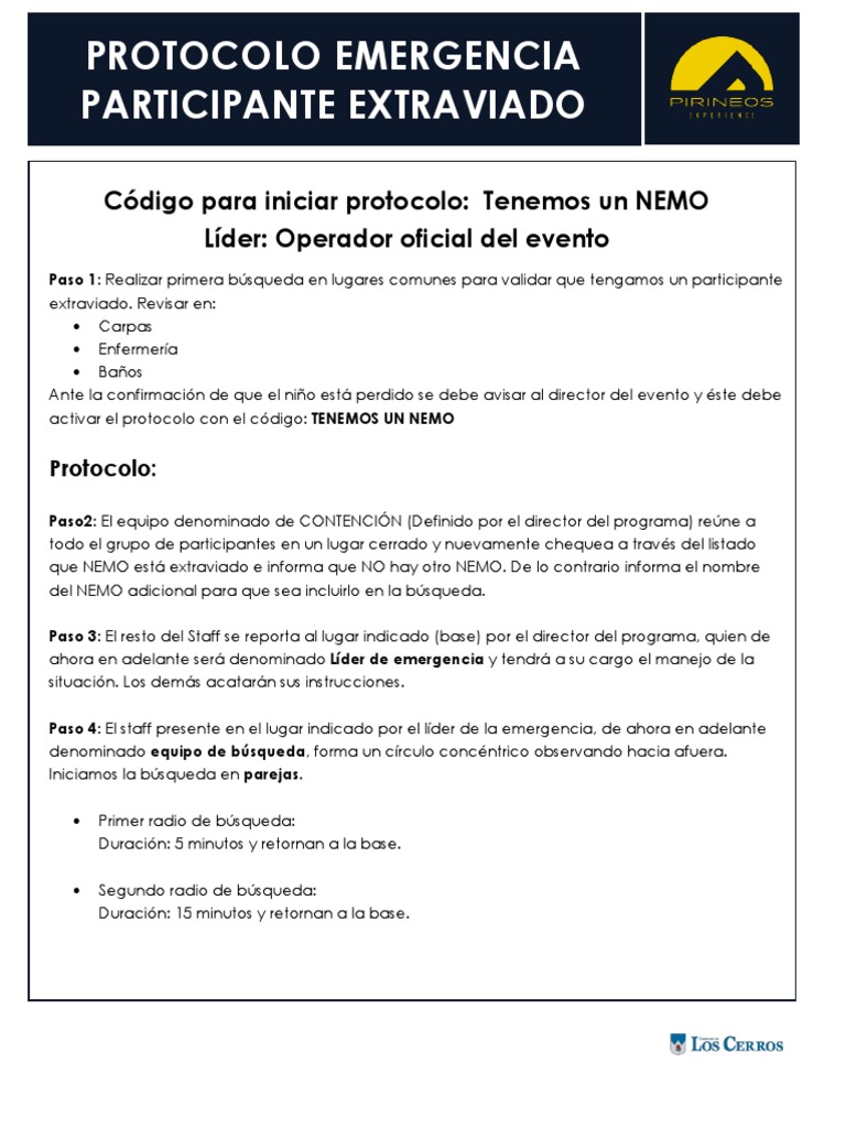 Protocolo para Buscar Participante Extraviado | PDF