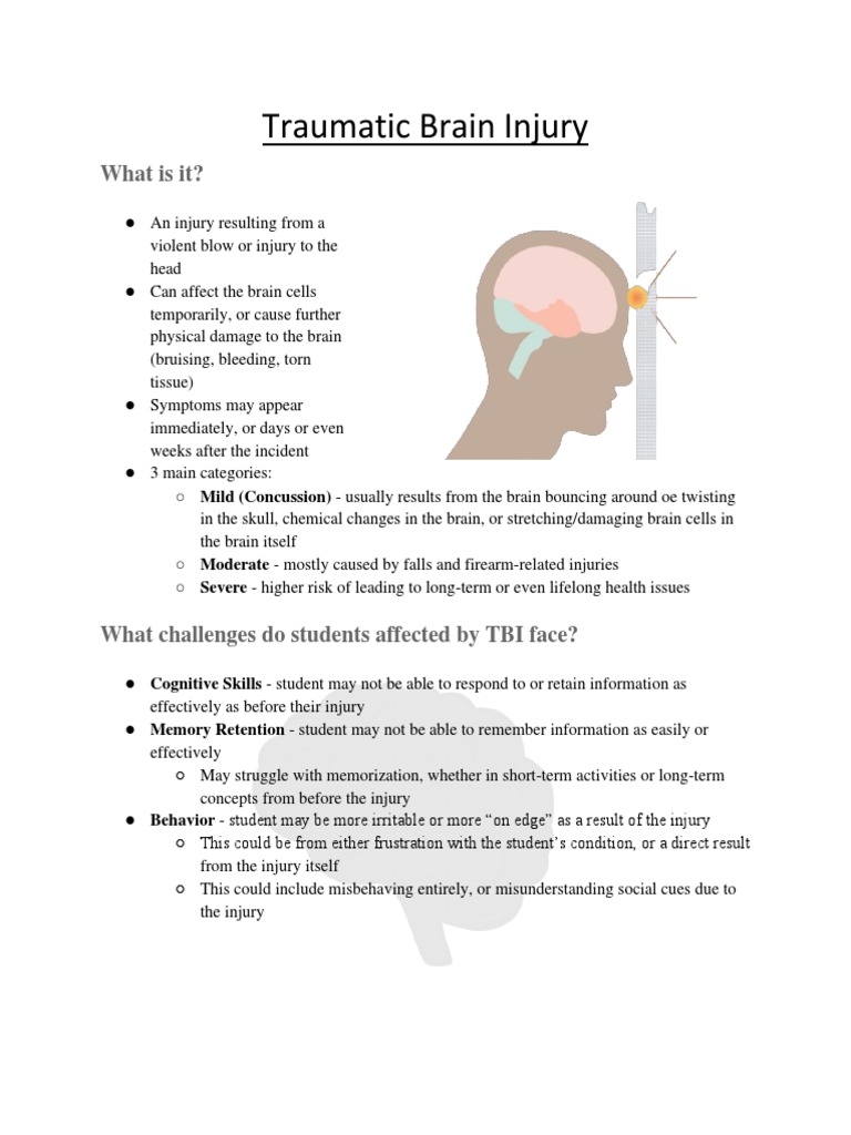 Tbi Handout | PDF | Traumatic Brain Injury | Concussion