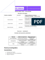 Periodos Del Desarrollo Embriofetal, Actividad en Equipo