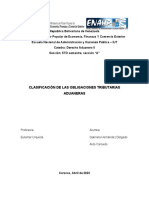 Clasificación de Las Obligaciones Tributarias Aduaneras