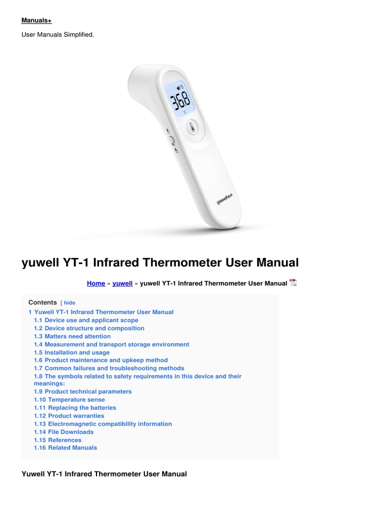 Yt 1 Infrared Thermometer Manual PDF Radio Electrical Engineering