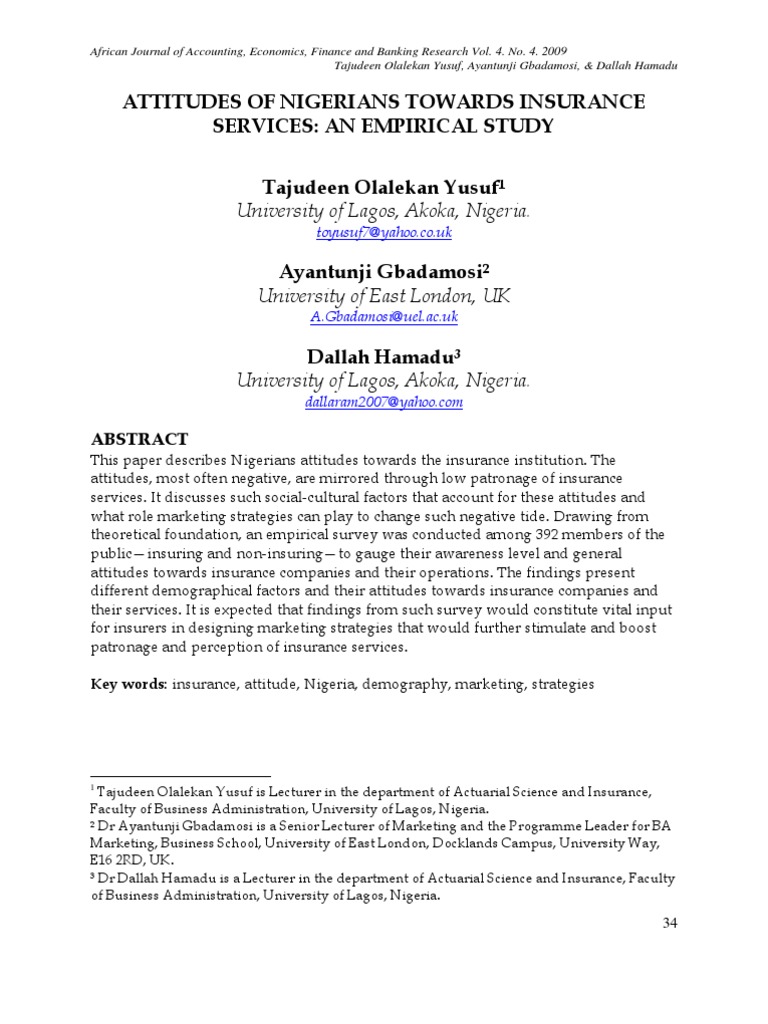 Insurance Case Study PDF Nigeria Insurance