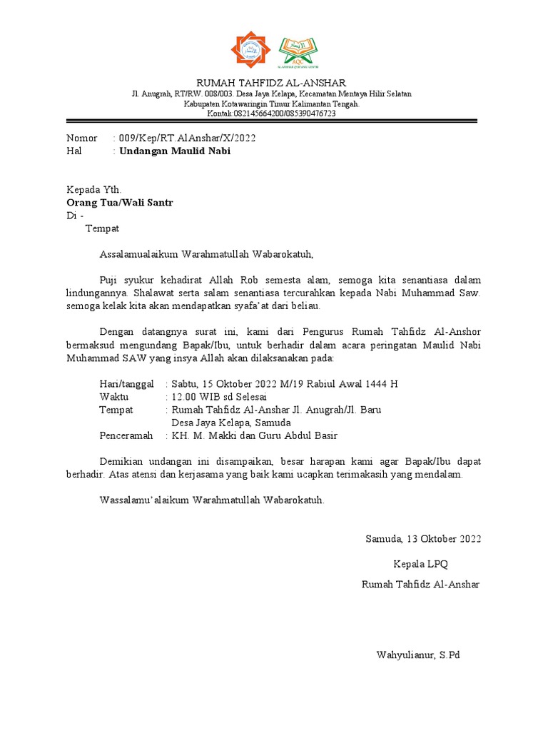 Undangan Maulid | PDF