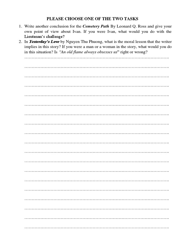 Please choose one of the two tasks pdf