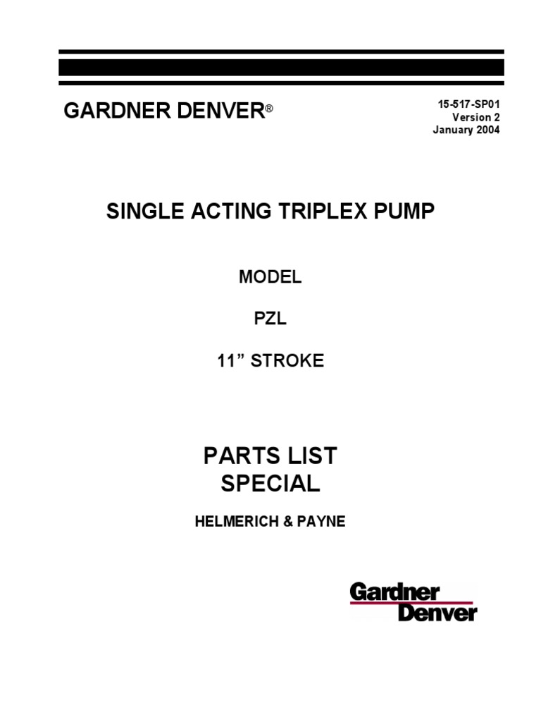Triplex Pump Model PZL, PZ-11 | PDF | Valve | Piston