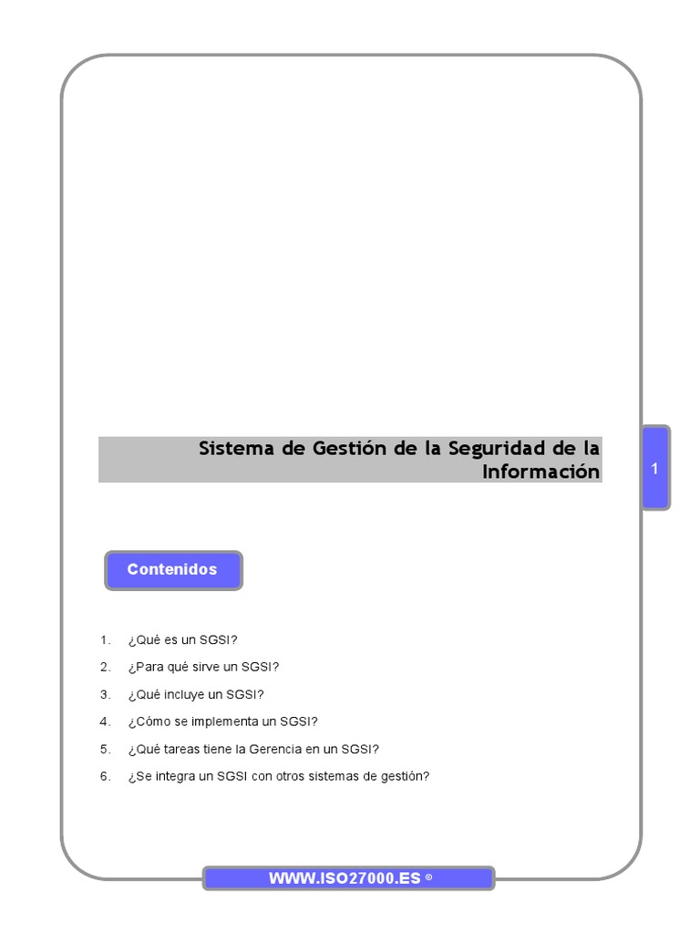 Sgsi Pdf Seguridad De Información Riesgo