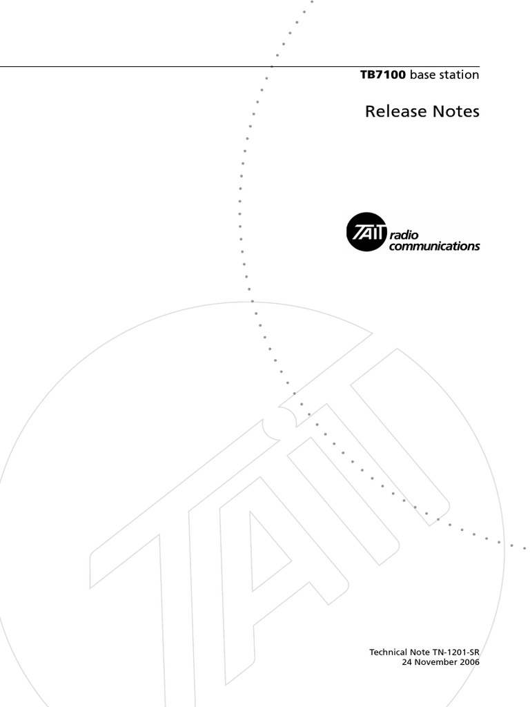 Tb7100 release note pdf radio information and communications